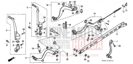 SCHALTPEDAL/BREMSPEDAL/KICKSTARTER-ARM (2) CR125RK de 1989